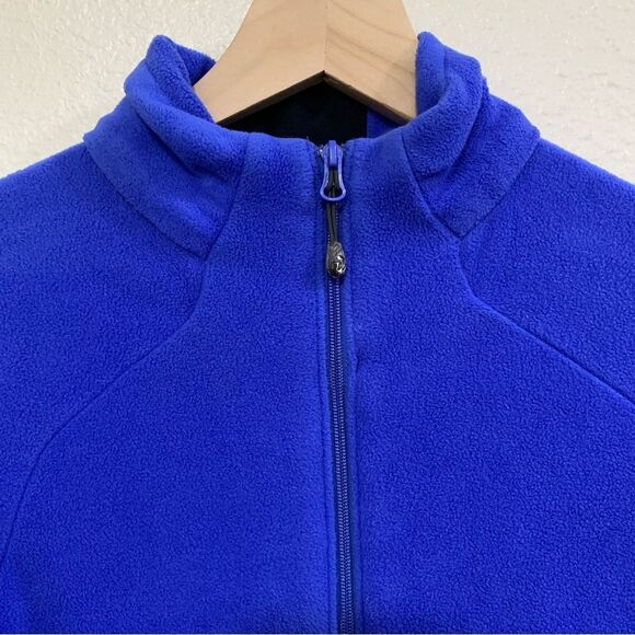 COLUMBIA Titanium Full Zip Fleece Women Medium Blue Black Zip Pocket Thumb Hole. - Picture 3 of 12